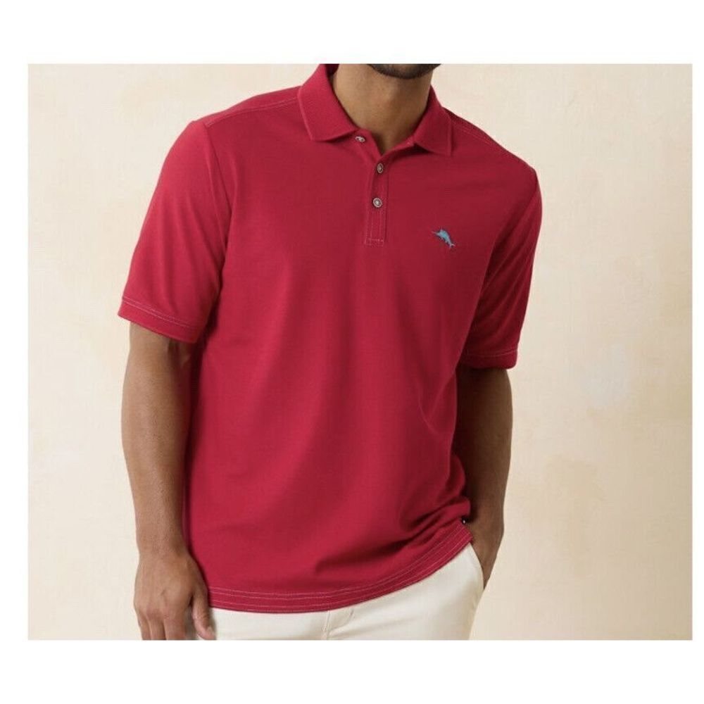 Tommy Bahama Emfielder Supima Men’s Medium M Red Short‎ Sleeve Polo Shirt M